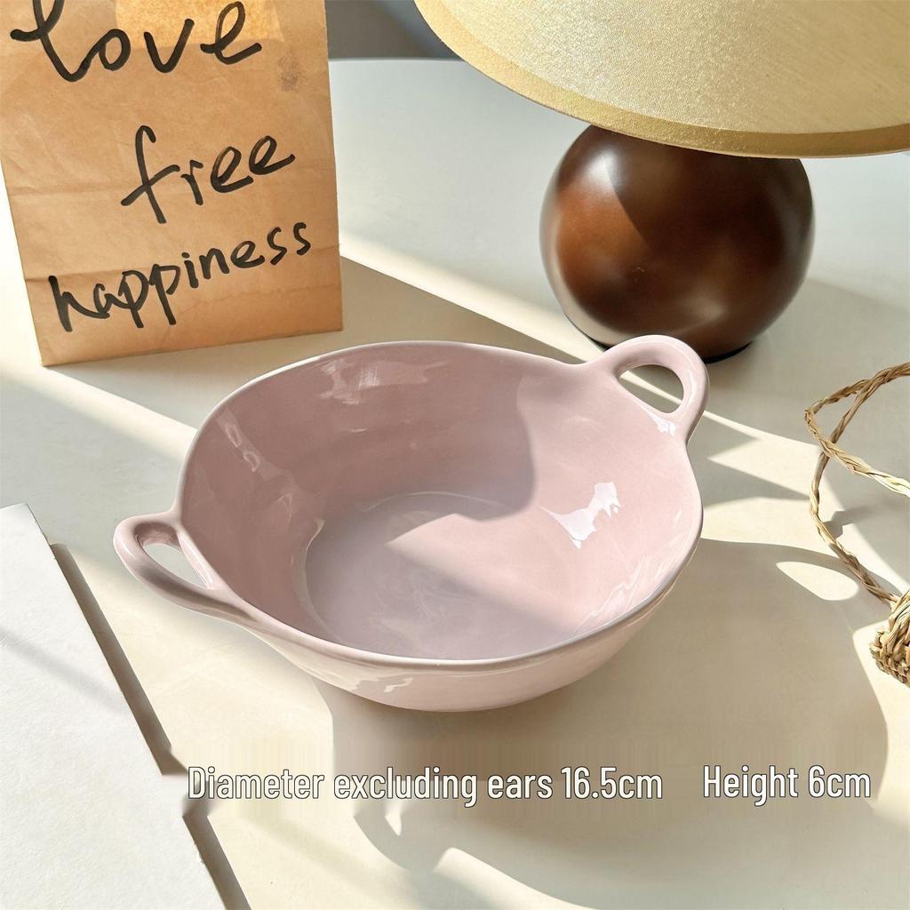 Wzrins Japanese Cream-Style Irregular Double-Eared Bowl - Perfect for Baking, Salads, Fruits, and More