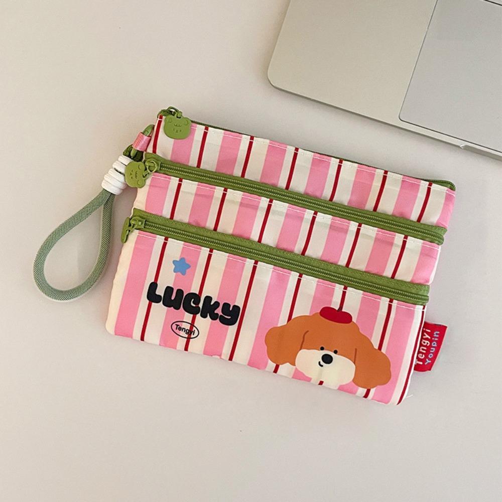 

Cute Cartoon Prints ID Storage Bag Large Capacity Multi-layered Travel Passport Bag with Zipper Portable Storage Pouch рожевий