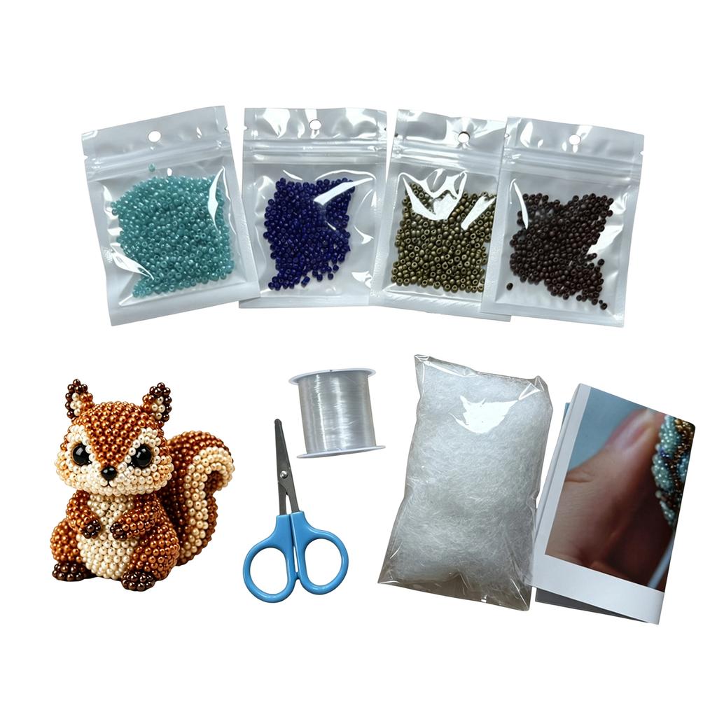 DIY Tier-Perlen Bastelset mit verschiedenen Perlen, Anleitung, Schere, Faden und Füllmaterial für handgefertigten Perlen-Schmuck und Kunstprojekte