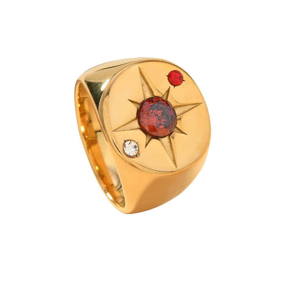 New Hot Selling Personalized Fashion Light Luxury Design Round Octagonal Star Ring