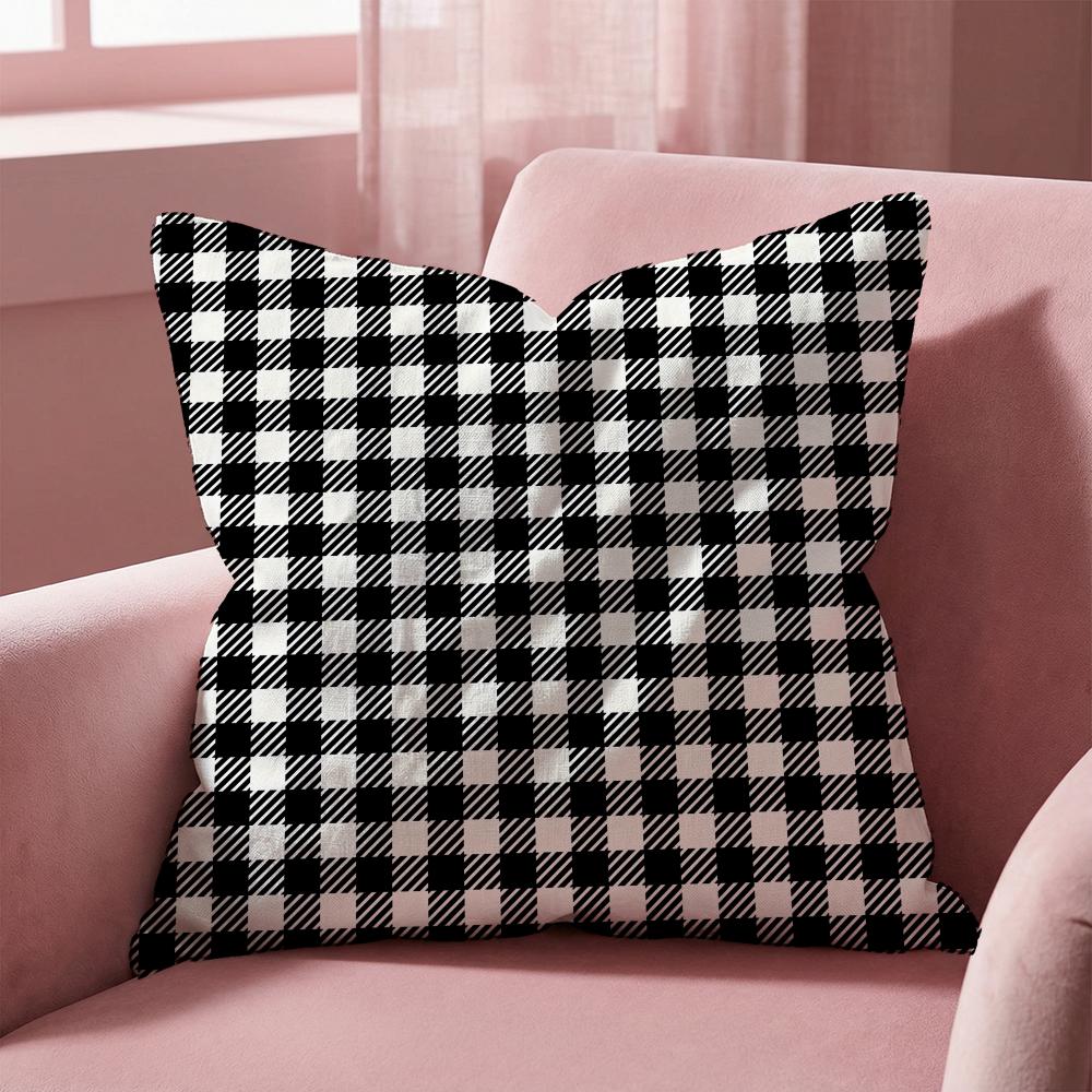 Checkered Pattern Cushion Cover MultiScene Pillow Cover for Home Car Reversible Soft Durable for Daily Use