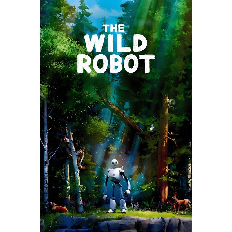 The W-Wild R-Robot Canvas Wall Art Sci-Fi Adventure Movie Poster Cartoon Robot Painting Kids Bedroom Decor Vibrant Wall Decor