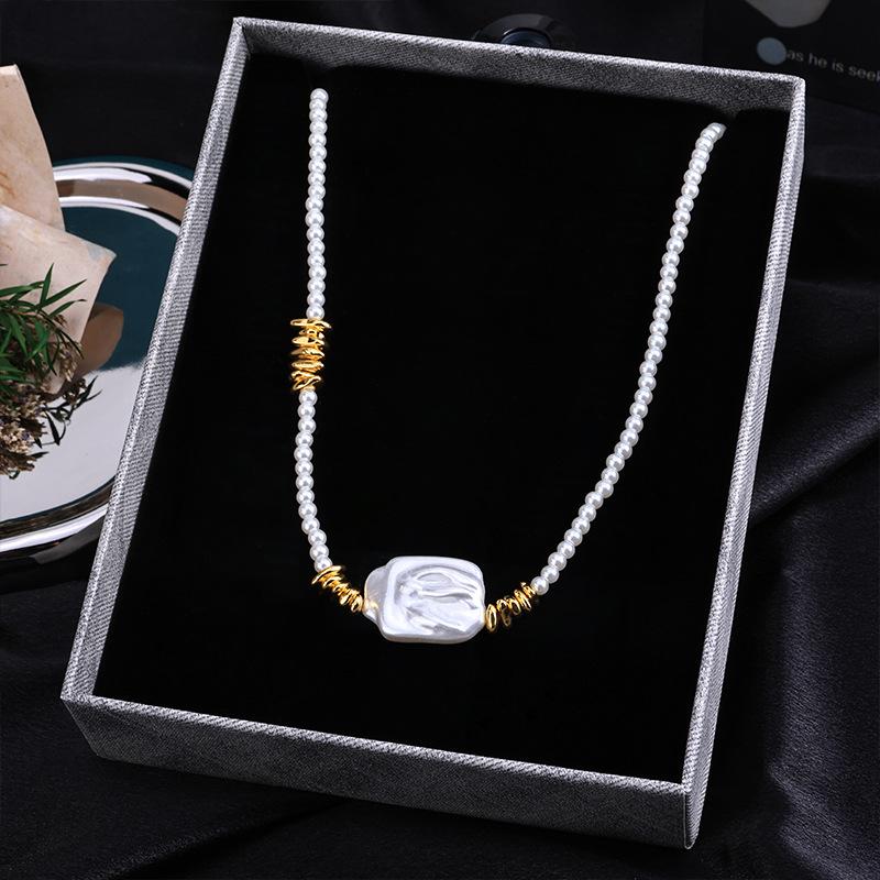Irregular white pearl necklace for women - hot selling, light luxury, unique shell beaded choker