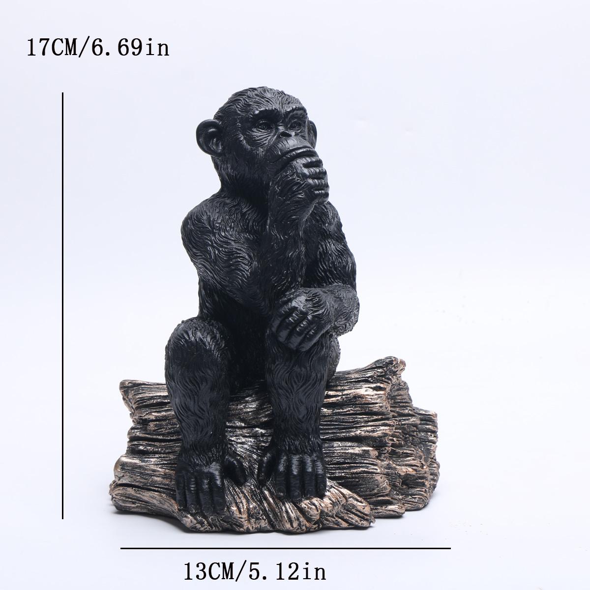 

1pc Resin Figurines, Thinker Chimpanzees Abstract Ornament, Sculpture For Home Office Bookshelf Desk Decor