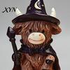 Festive Halloween Prop Highland Cow Figurine, Witch Pumpkin Skull Statue, Resin Scottish Small Desk Ornament for Calf Lovers, Shelf, Tiered