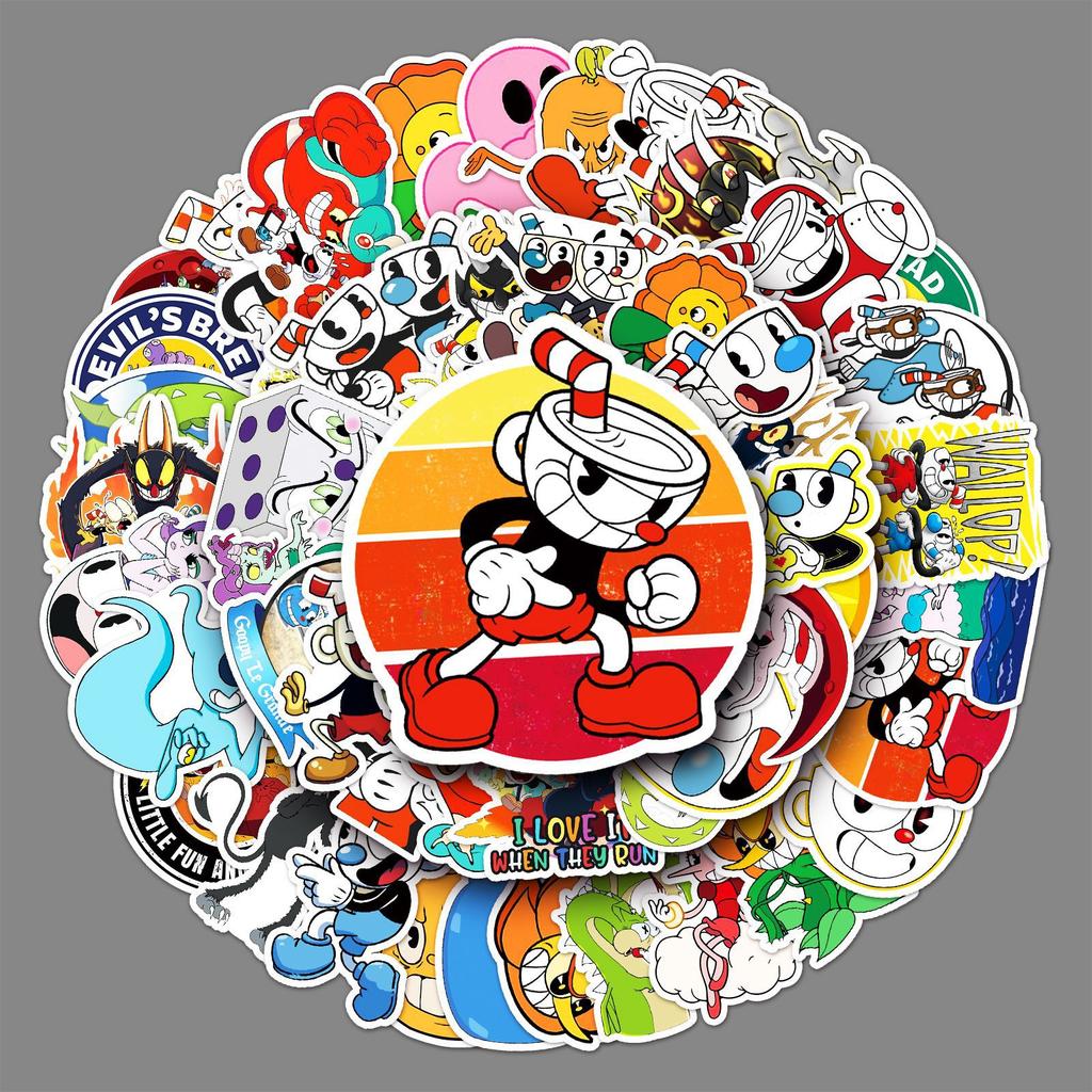 50 Tea Cup Head Doodle Personality Cartoon Game Guka Decorative DIY Skateboard Mobile Suitcase Stickers
