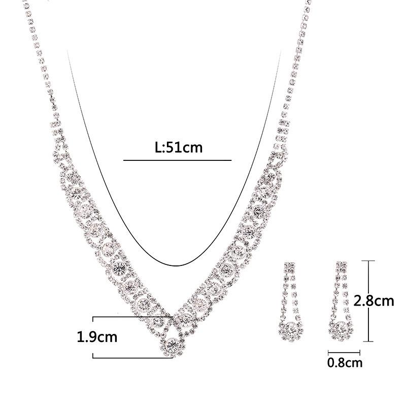 Fashion Bridal Jewelry Necklace Earrings Set Bright Rhinestone Clavicle Necklace Ladies Jewelry