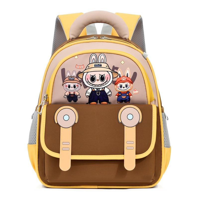 

Cartoon Labubu Kids Backpack With Breathable Oxford Fabric For Preschool Children DarkBrown