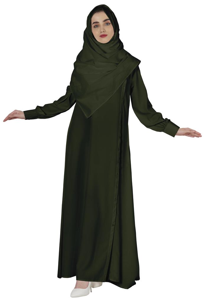 Bimba Women Islamic Prayer Dress With Hijab Cuff Sleeves Traditional Muslim Abaya