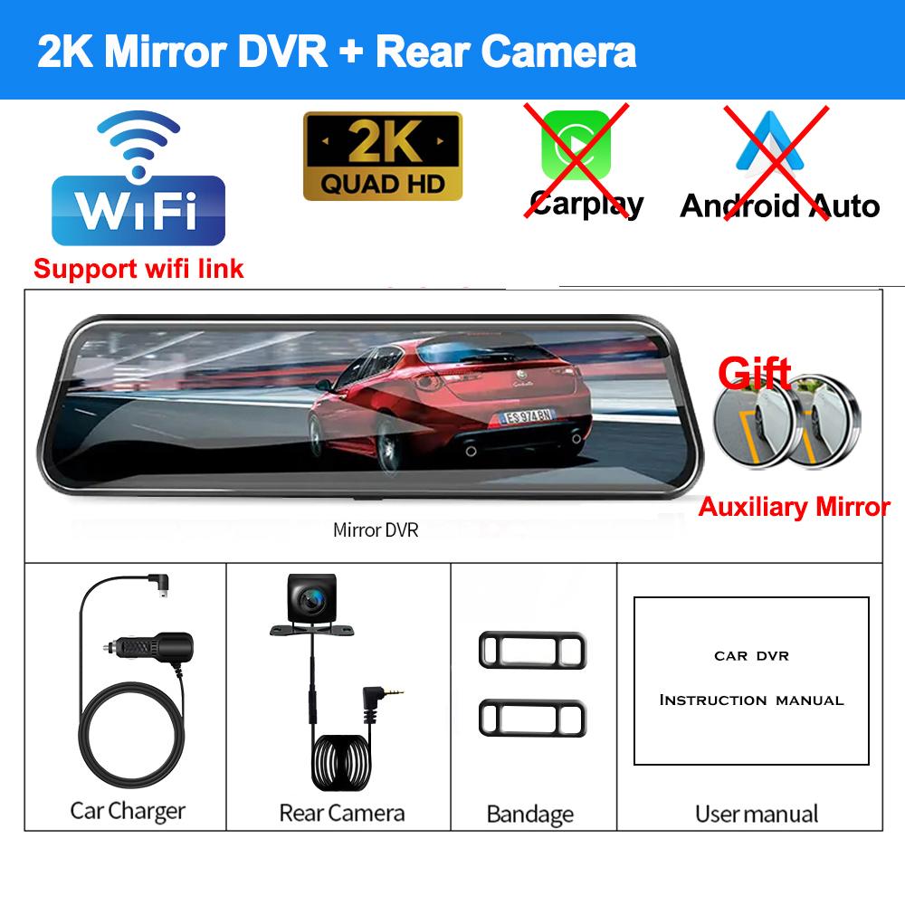 10Inch Rearview Mirror Carplay & Android Auto 4K Camera Wifi Video Recorder Dash Cam for Car DVR GPS car intelligent system