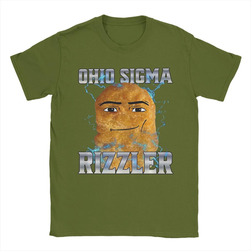 Ohio Sigma Rizzler T-Shirt for Men Funny 100% Cotton Tee Shirt Round Neck Short Sleeve T Shirt Summer Tops
