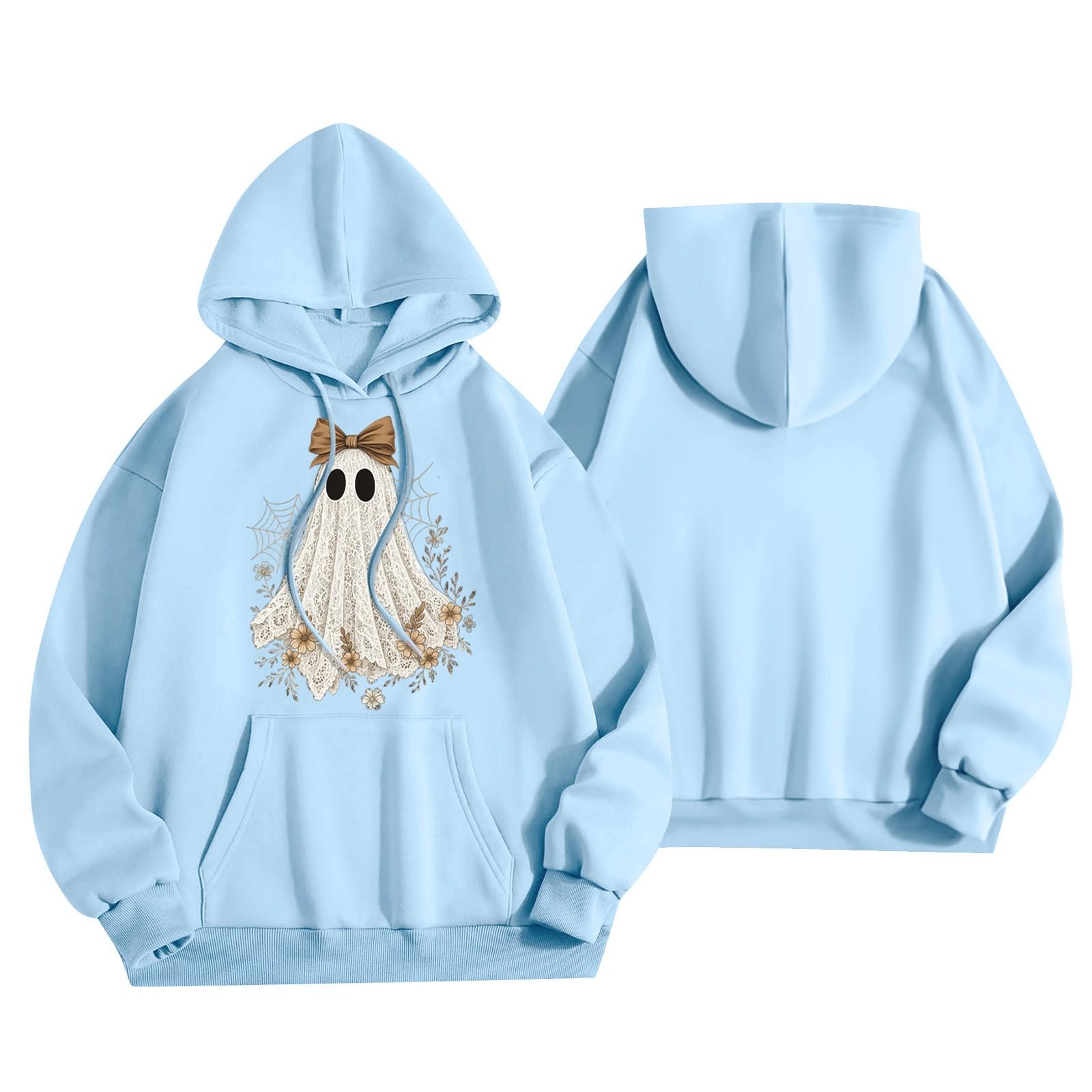 

Women s Fashion Lightweight Long Sleeve Pullover With Pockets Print Hoodie XXL