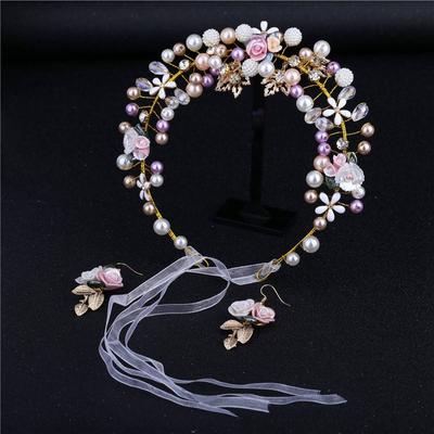 Tiaras Wedding Accessories Bridal Hairband and Earring Set Headwear Wedding Hair Band Ear Hook Ring