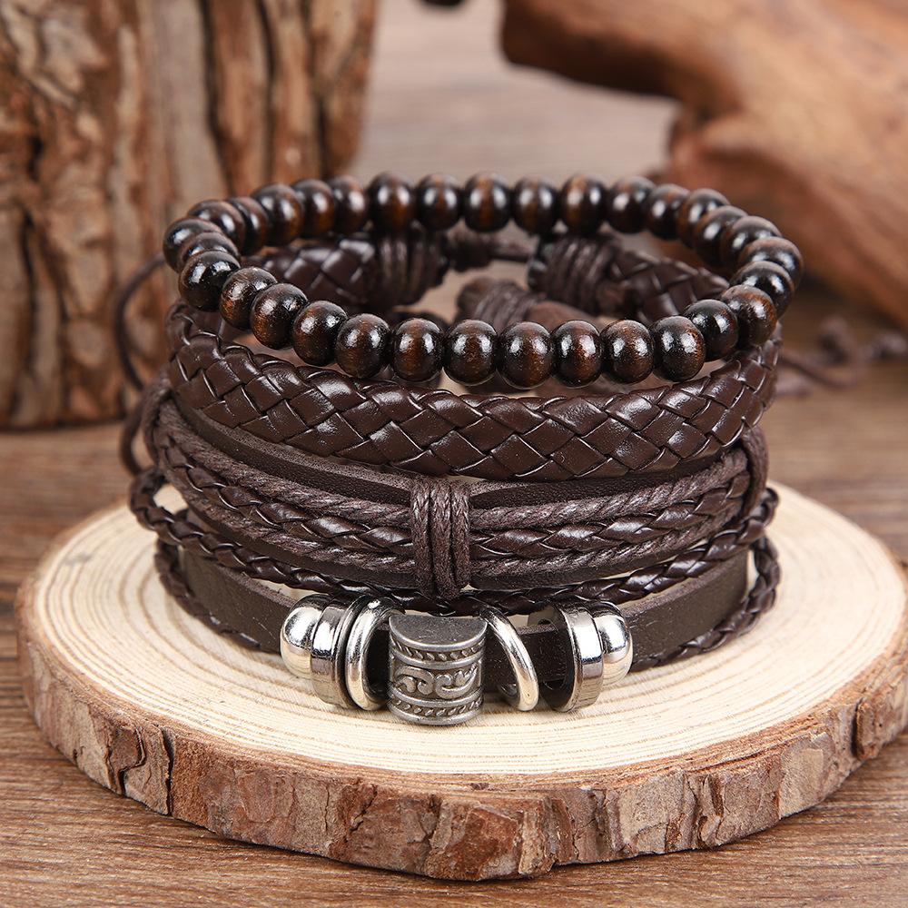 Retro Bracelet Men, Multi-layer Woven Suit, Old Accessories, Punk Retro Stacking.