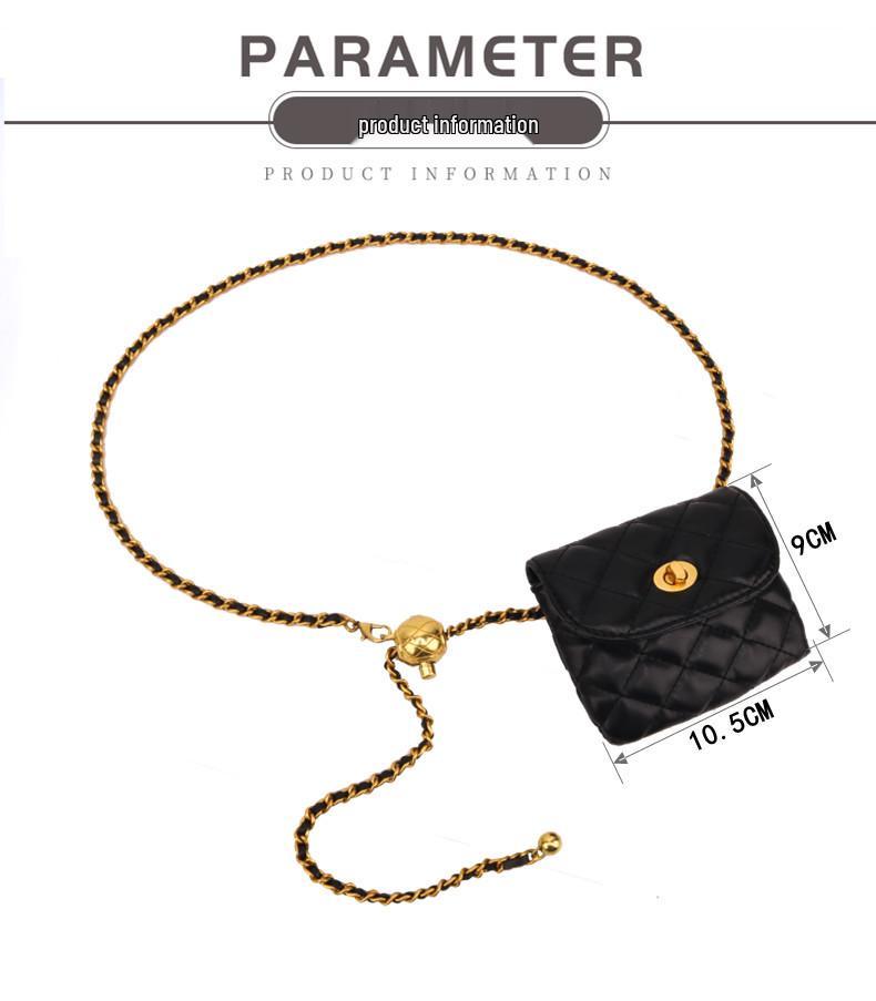 Gold Quilted Waist Belt Bag - Women's French Chic Mini Chain Crossbody