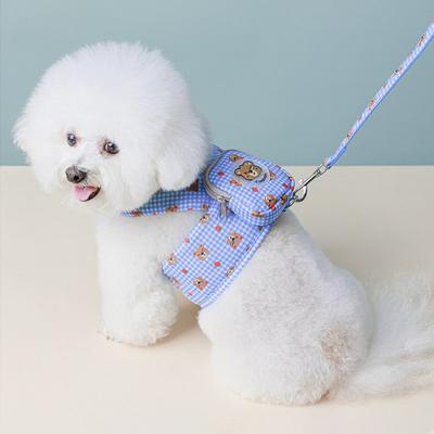 Ranboer Dog Berry Bear Backpack Harness Set, Blue