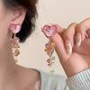 Heart Shaped Crystal Tassel Earrings Colorful Crushed Stones Cute Sweet Trendy Design Earrings Women New Jewelry Gifts