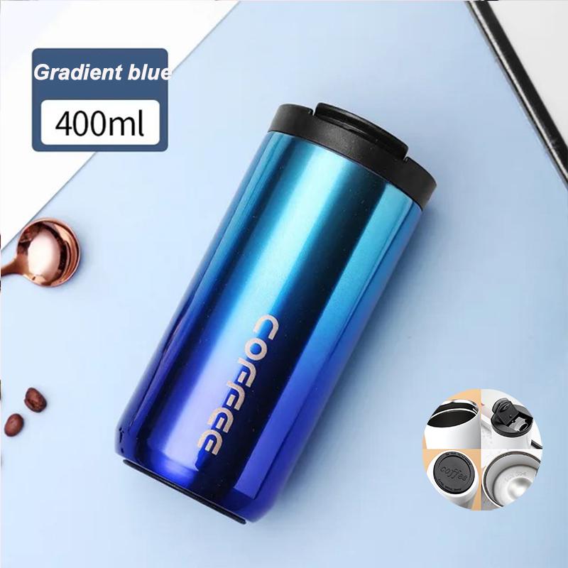 400 ml Edelstahl-Kaffee-Thermosflasche, Thermobecher, auslaufsichere Vakuumflaschen fürs Auto, Kaffeetasse, tragbare isolierte Reiseflaschen