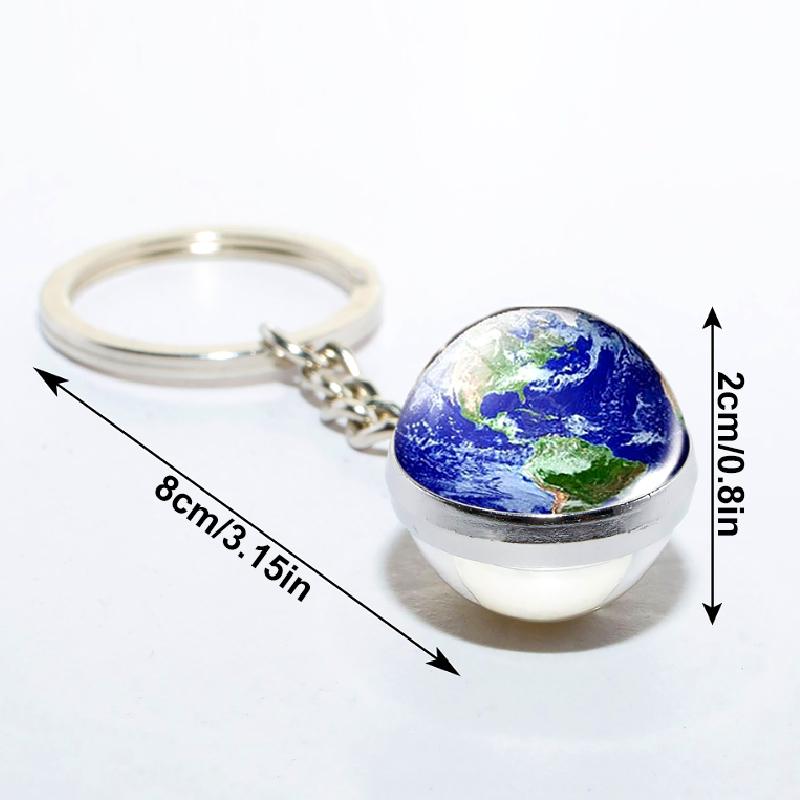 1PC Round Luminous Pendant with Ring Graduation Gift Planetary Earth Keychain Car Glow-in-the-Dark Durable Dual-Sided Cute