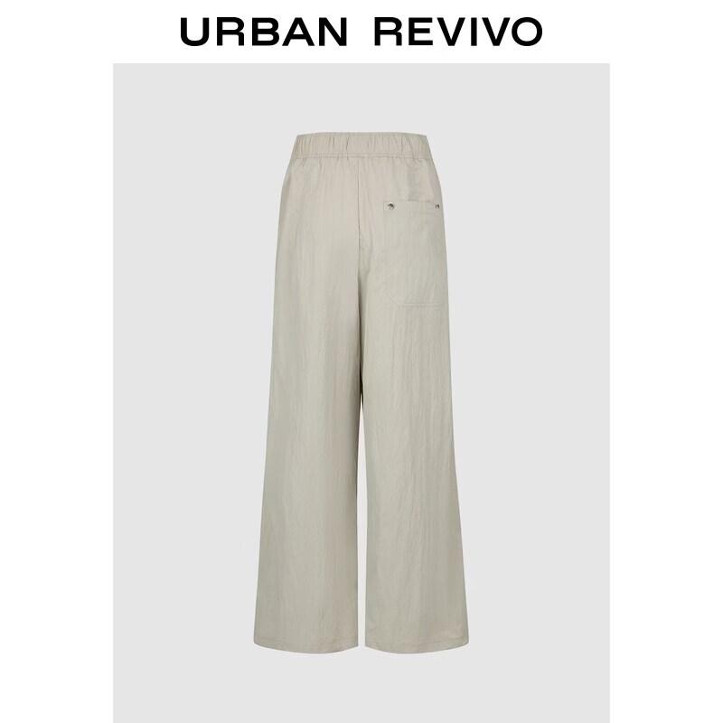 Women s Pleated Elastic Waist Cargo Wide-Leg Pants L