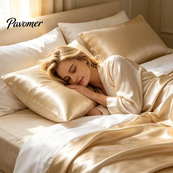 Wrinkle Resistant Bedding Shams Satin Pillow Case, Silky Cooling Cover, Reduces Hair Frizz & Skin Versatile Home Accessories Friction, Solid Color Bed