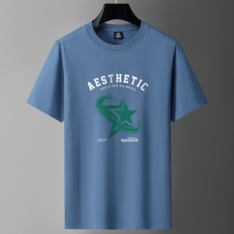 GMXIA Cotton Short Sleeve T-shirt Men's Fashion Loose Half Sleeve Shirt Printed