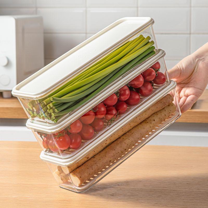 Refrigerator Storage Box Scallions Fresh Box Fridge Organizer Vegetable Fruit Storage Box Drain Basket Crisper Kitchen Organizer
