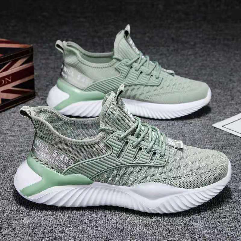 New fashion soft-soled casual shoes Korean version of trendy student sports shoes fly-woven mesh breathable men's shoes
