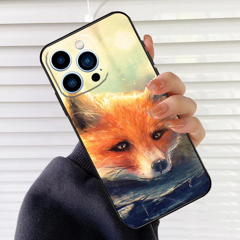Cute Animal Fox Phone Case For iPhone 16 14 13 12 11 15 17 Pro Max mini 15 16 Plus 16e 17 Air Cover Fundas