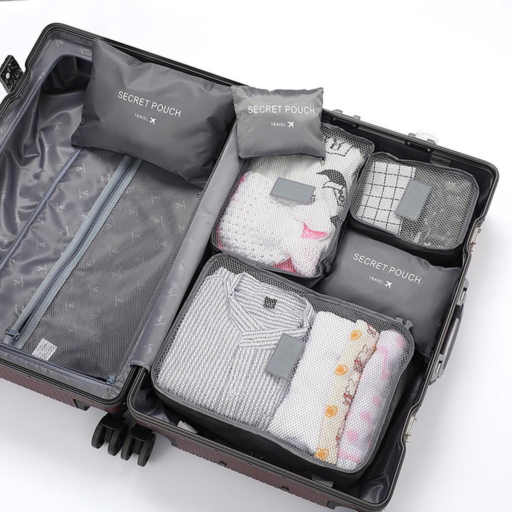 6pcs Simple Solid Color Travel Storage Bag, Clothing Storage Bag, Dry And Wet Separate Storage Bag, Cosmetic Bag Wash Bag Toilet
