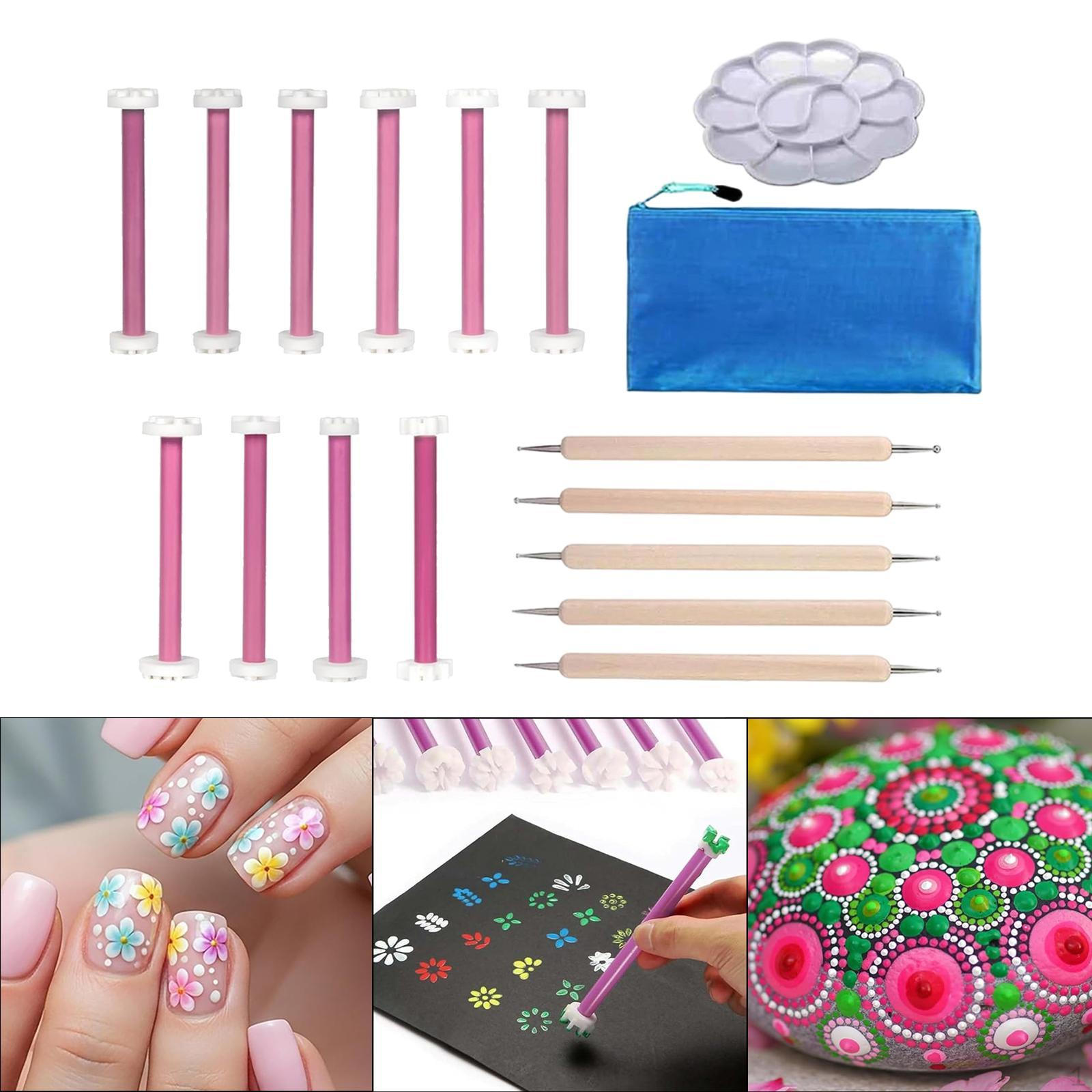 Flower Petal Tools for Dot Painting Dotting DIY Nail Art,Mandala Art Tool Glass