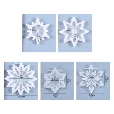 5 τμχ/Σετ Διακοσμητικά νιφάδα χιονιού Μενταγιόν Σκουλαρίκια με φόρμα εποξειδικής ρητίνης Κολιέ Μπρελόκ Καλούπι σιλικόνης DIY Crafts Χριστουγεννιάτικη φόρμα κοσμημάτων Εργαλεία χύτευσης