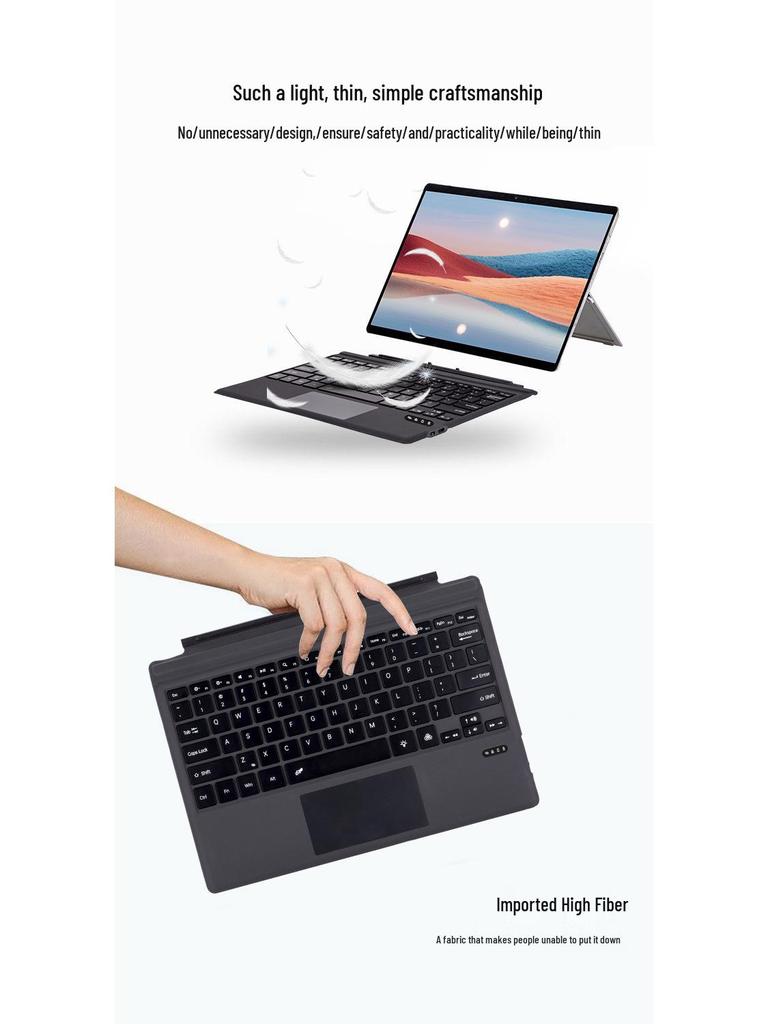 Magnetic Detachable Slim Bluetooth Keyboard with Touchpad for Microsoft Surface Pro 3-7