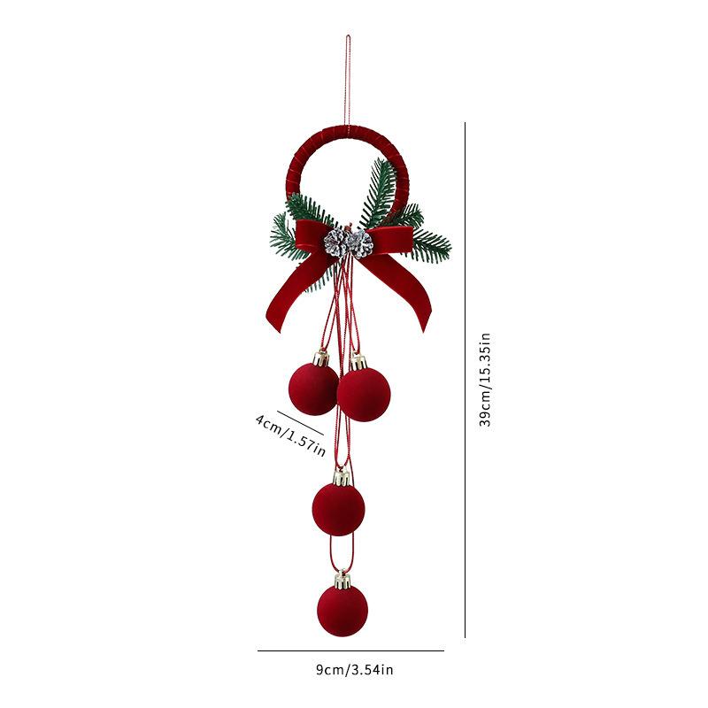 Flocking Christmas Ball Hanging Ornaments Velvet Red Bell Christmas Tree Decoration Pendant Home New Year Party Supplies
