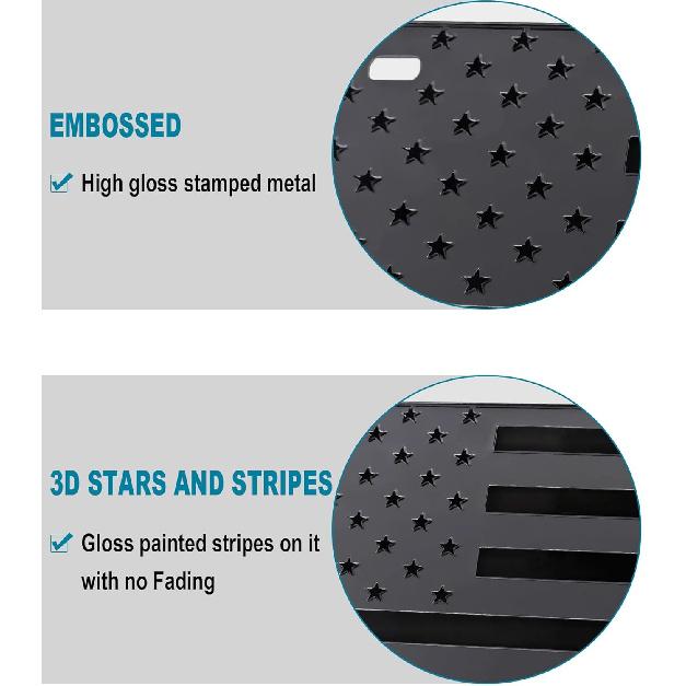 American Flag License Plate For Front Bumper, Black Aluminum Car Tag Frame Cover With 3D Embossed USA Flag Pattern, With Screws, Metal Decals