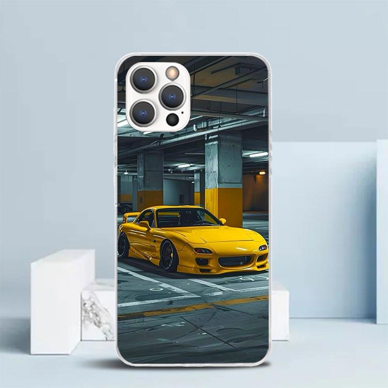 JDM Car RX7 Cool Soft Cover for iPhone 16 17 Air 15 14 Pro Max 16E Phone Case 13 Mini 12 11 7 SE 8 Print Pattern Fit Cases 16 17