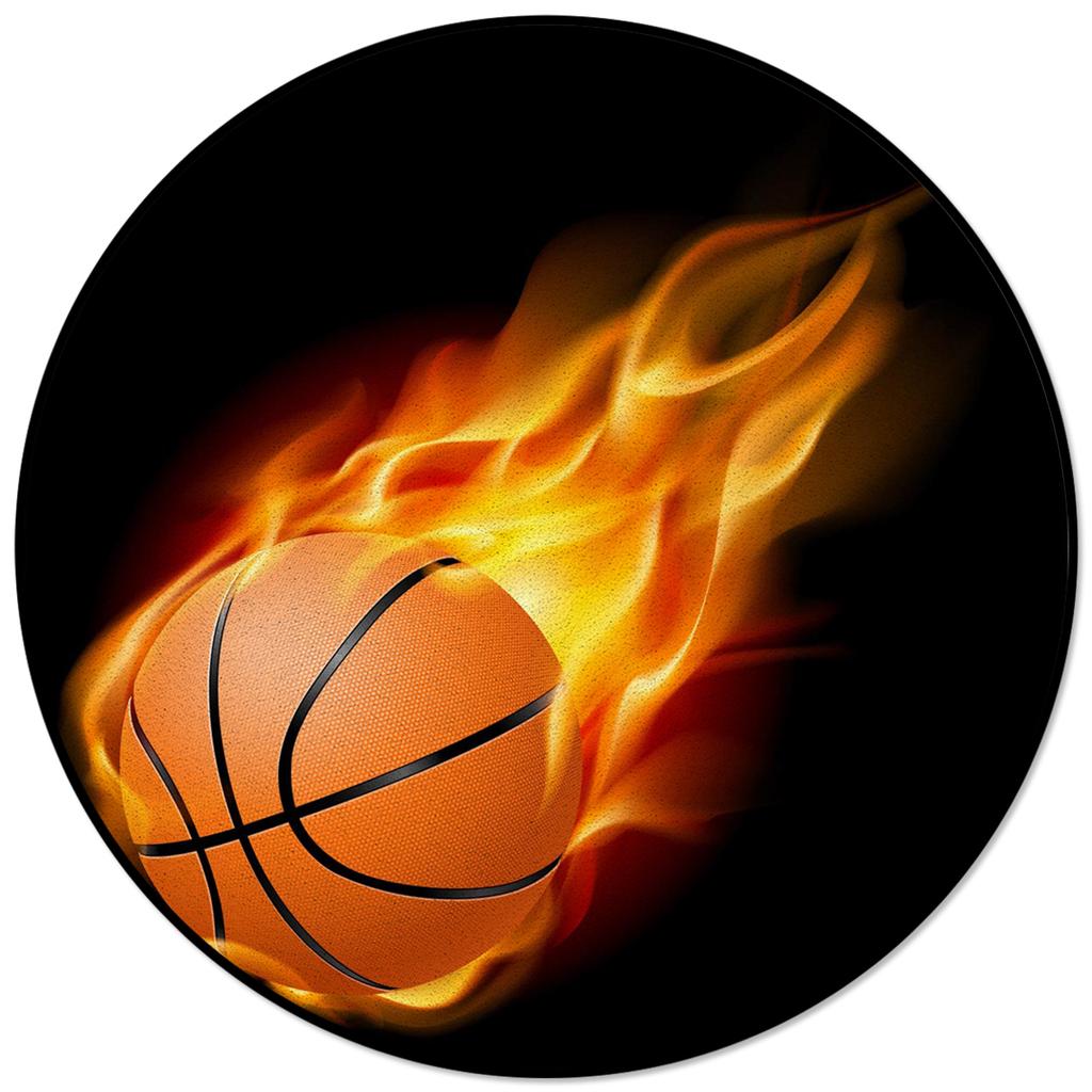 Living Room Bedroom Floor Mats Kids Room Area Rug Basketball Ball Retro Striped Print Round Rug