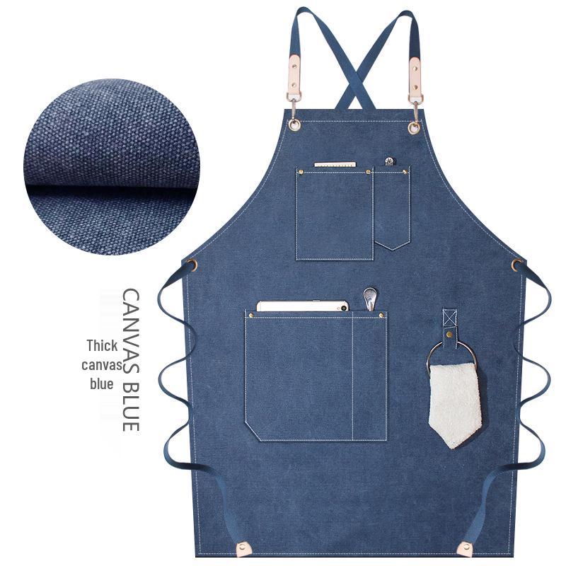 

Fashionable Cross-Strap Canvas Apron for Catering, Coffee Shops, Bakeries, and Barbers - Custom Logo Available.