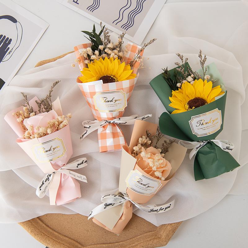 

Mini Flower Bouquet Rose Sunflower Soap Flower Accessories Simulation Flower Graduation Season Thanksgiving Father s Day Gift 2pc