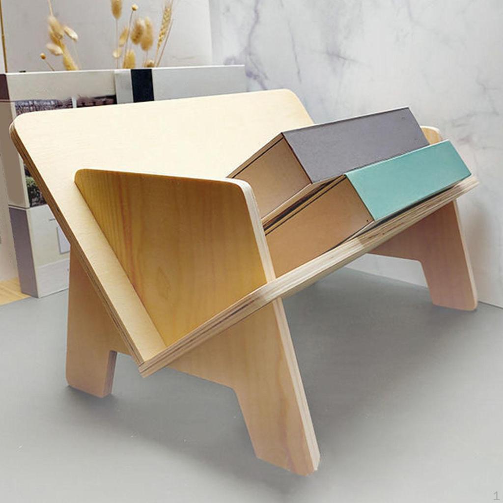 Desktop Bookshelf Organizer Wooden Tabletop Decorative Storage Rack Simple