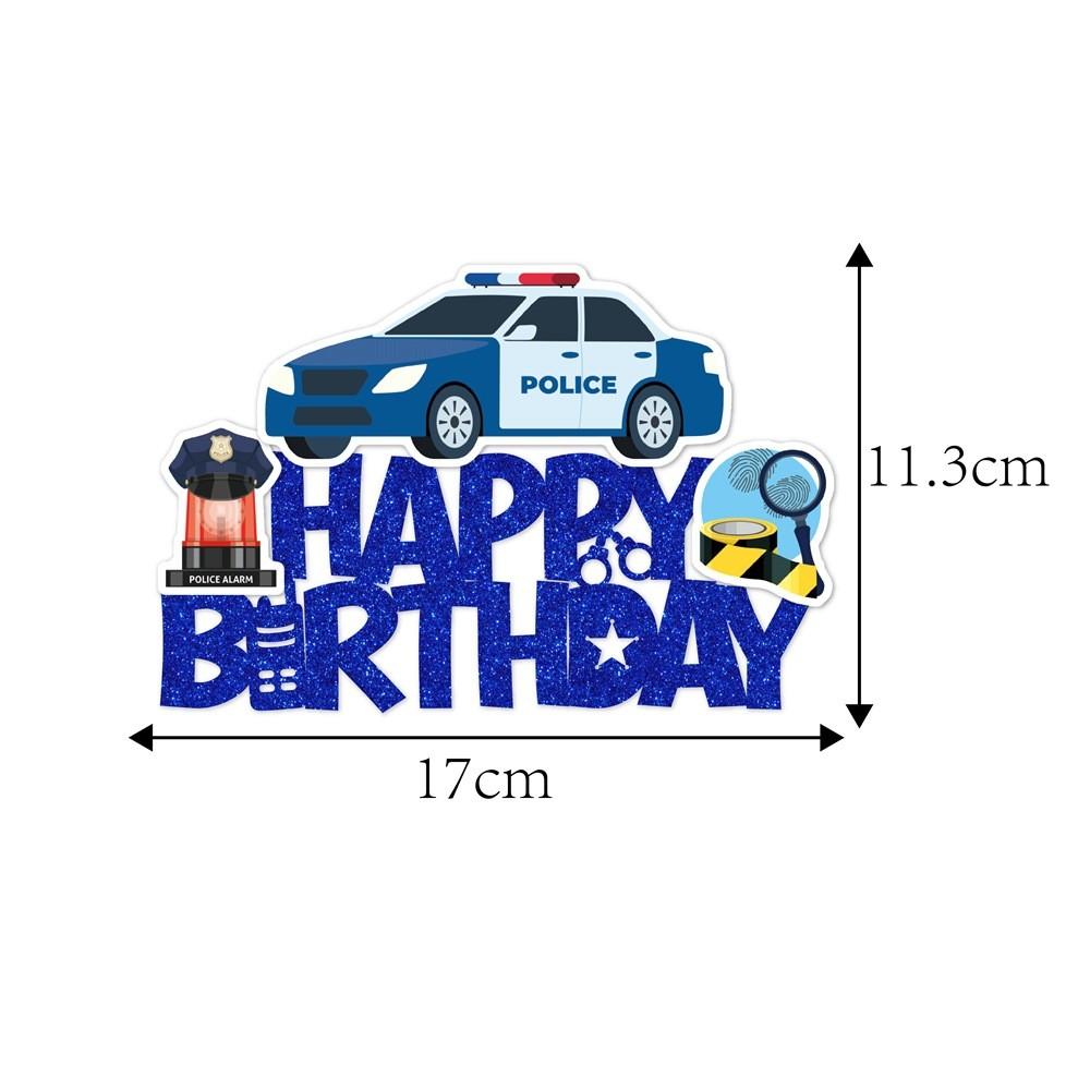 Police Children Themed Birthday Cake Paper Plugin Set Party Props Decoration