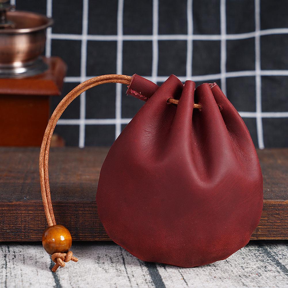 Vintage Genuine Leather Small Coin Purse - Mini Handheld Wallet in First Layer Cowhide