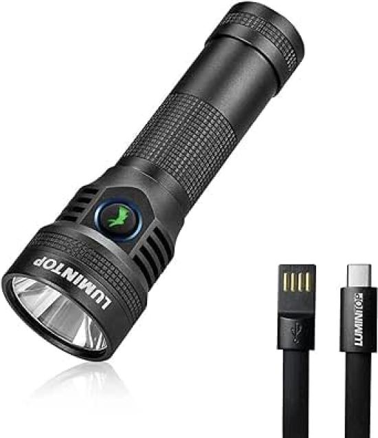LUMINTOP Powerful LED Quick Charge 1000 475 Meter Beam 6500K Cool White LED Color Includes Waterproof Light Long-Range Flashlight, Type-C Searchlight,