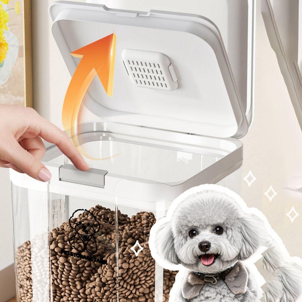 Moisture-Proof Pet Food Storage Container Transparent Large Capacity Dog Food Sealed Barrel Insect Proof Flip Cover