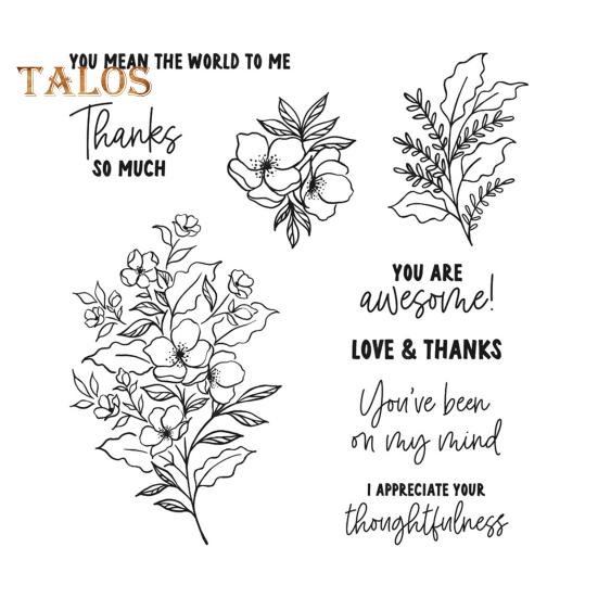 Stamps And Dies Set Reusable Silicone Stamp Carbon Steel Dies Flower Plants Animal Pattern Stamps Set for Greeting Card Making DIY Festivals Album