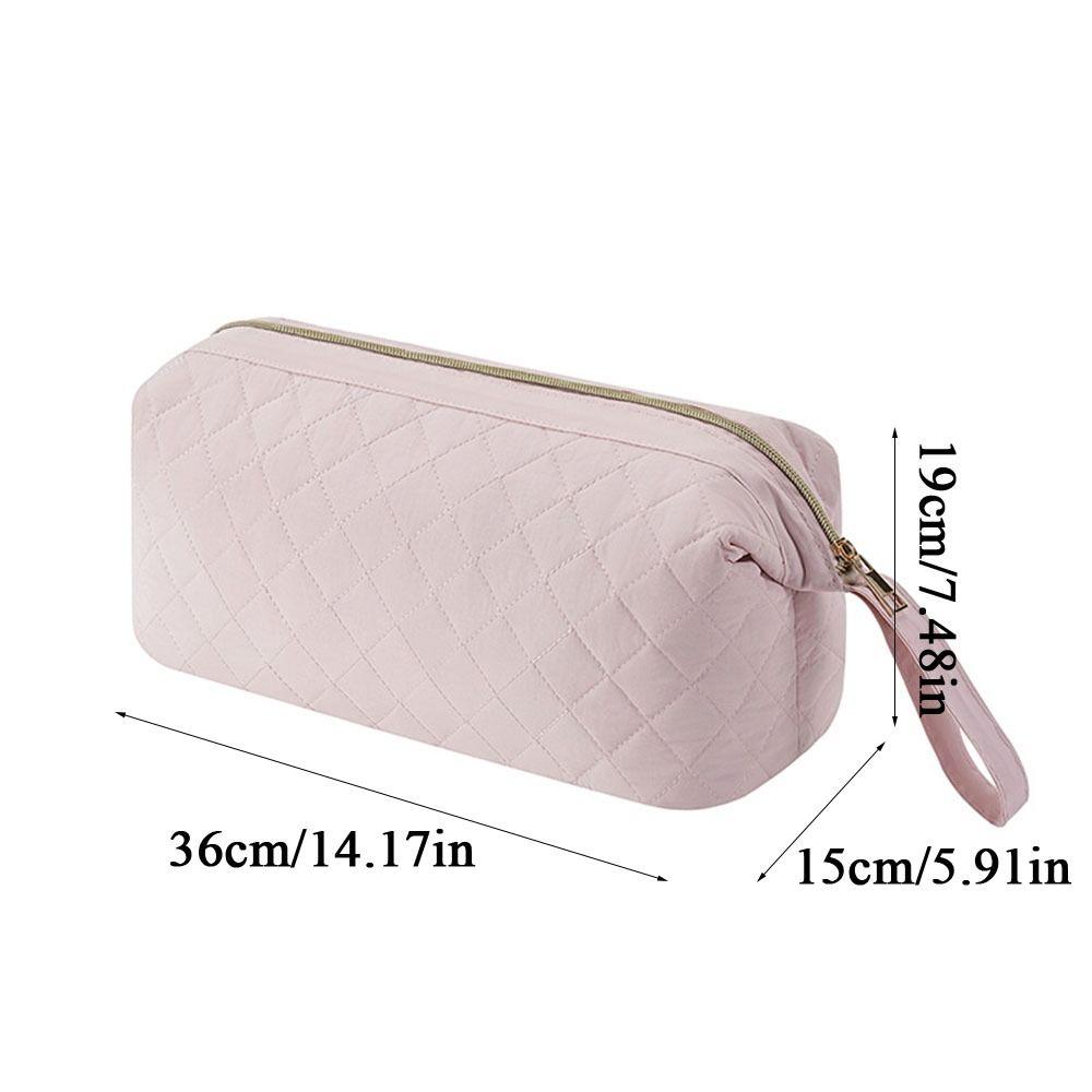 Portable Solid Color Storage Organizer Quilted Large Capacity Makeup Bags Pen Bags Travel