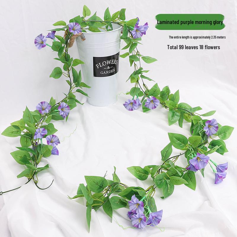 Artificial Rattan Morning Glory and Green Ivy Leaf Vine for Decoration