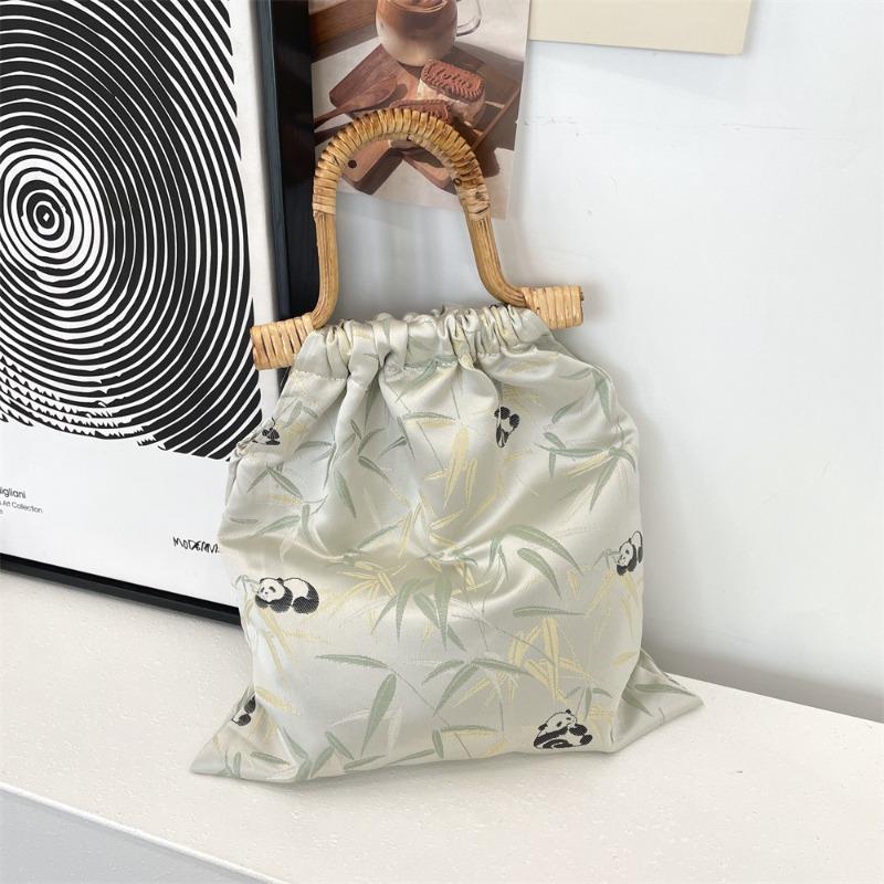 121 Bamboo Leaf Panda Jacquard Bag Women's Handbag Shopping Hand Bag Bamboo Braided Chinese Handbag