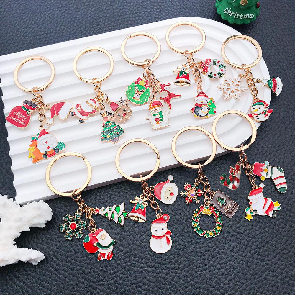 Santa Claus & Candy Christmas Tree Keychain Pendant - Cute Holiday Gift
