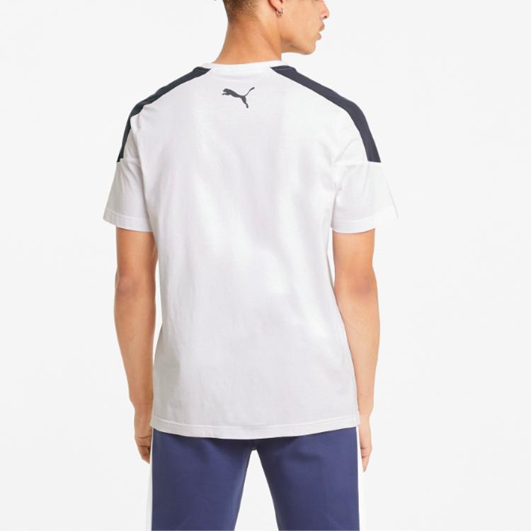 Puma Modern Sports Color Block Logo Print Casual Breathable Crew Neck Short Sleeve T-Shirt Men Tops White 845910-02
